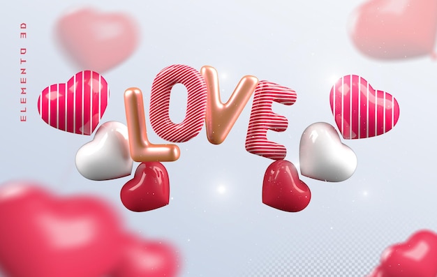 3D-Herz- oder 3D-Liebesbrief-Schriftart