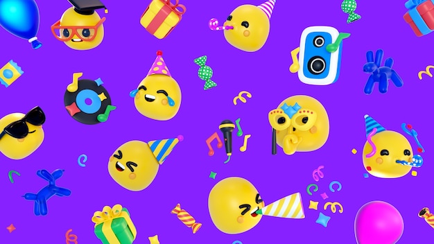 3D-Hintergrund mit Emojis