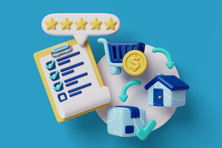 PSD 3d-hintergrund mit produktmanagementlösungen