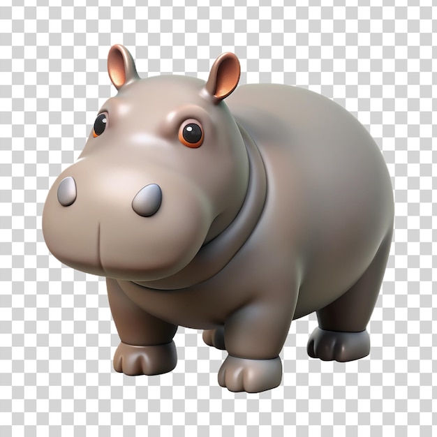 PSD 3d hippopotame isolé sur un fond transparent