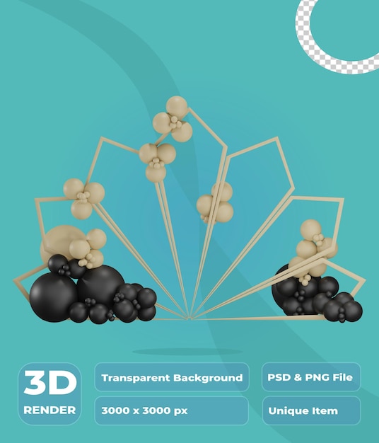 3D Hochzeit Geometrische Dekoration Abbildung mit transparentem Hintergrund 3D-Render