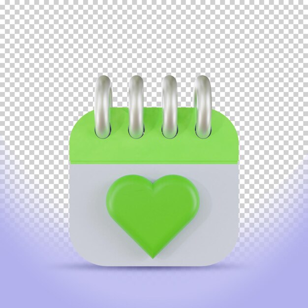 3D-Hochzeitsdatums-Rendering-Symbol mit Liebessymbol