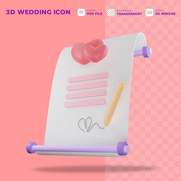 3d hochzeitseinladungs-symbol-konzept