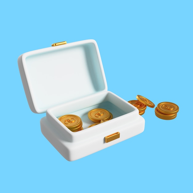 3D-Hochzeitsillustration einer Münzbox