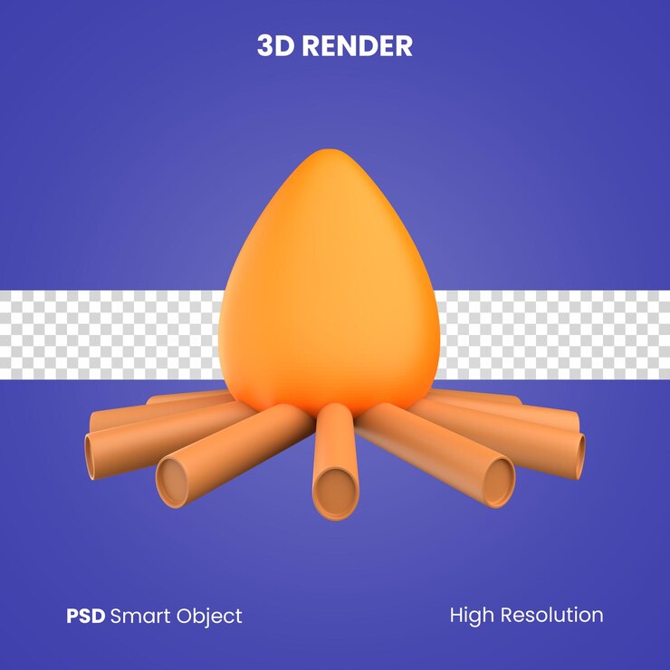 PSD 3d hoguera render aislado