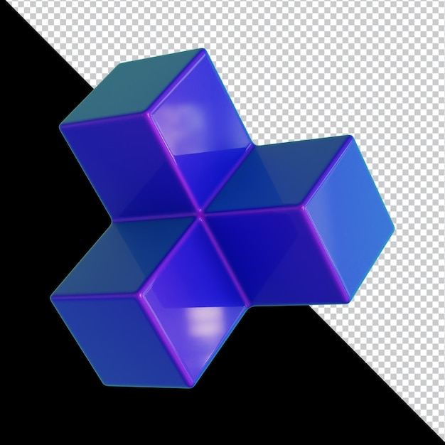 3D holographische geometrische Form buntes Materialdesign isoliert