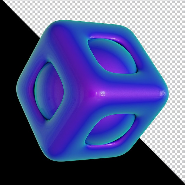 PSD 3d holographische geometrische form buntes materialdesign isoliert