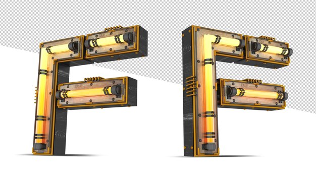 3d-holzalphabet mit neonlichteffekt