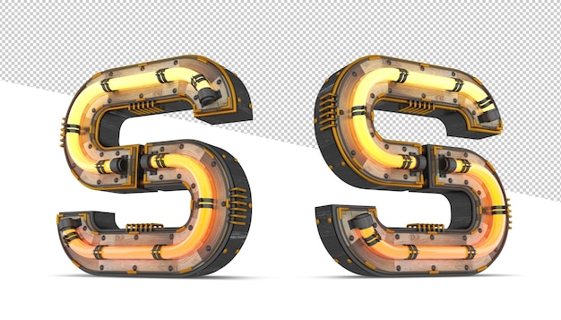 3D-Holzalphabet mit Neonlichteffekt