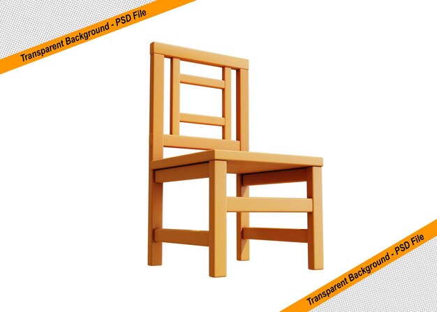 3D-Holzstuhl-Symbolobjekt isoliert