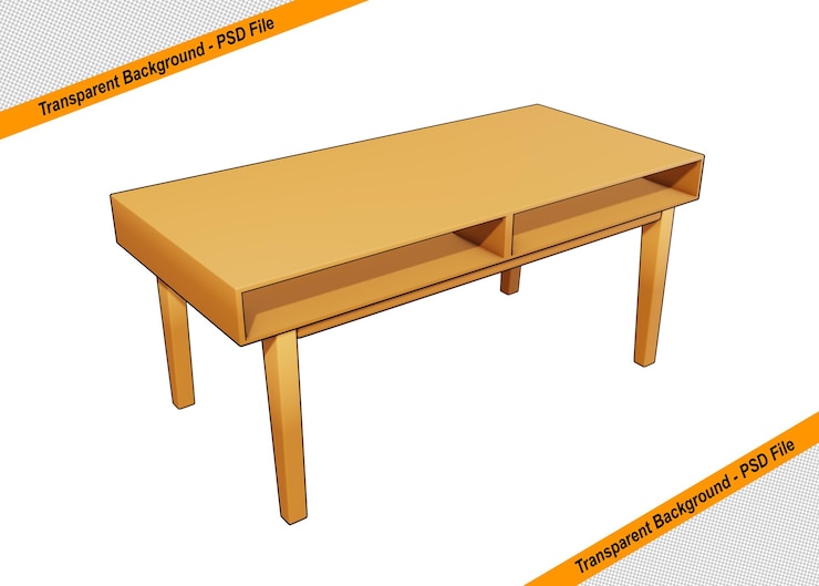 PSD 3d-holztisch-symbol, isoliertes objekt