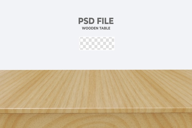3D-Holztischplatte isoliert auf transparent