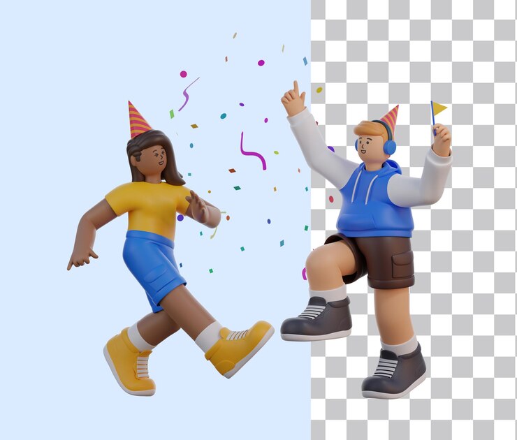PSD 3d hombre y mujer bailando
