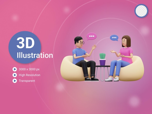 3d hombre y mujeres comunicándose entre sí ilustración