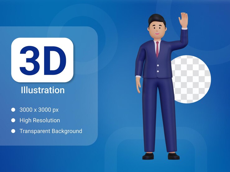 3d, hombre de negocios, ondulación, mano