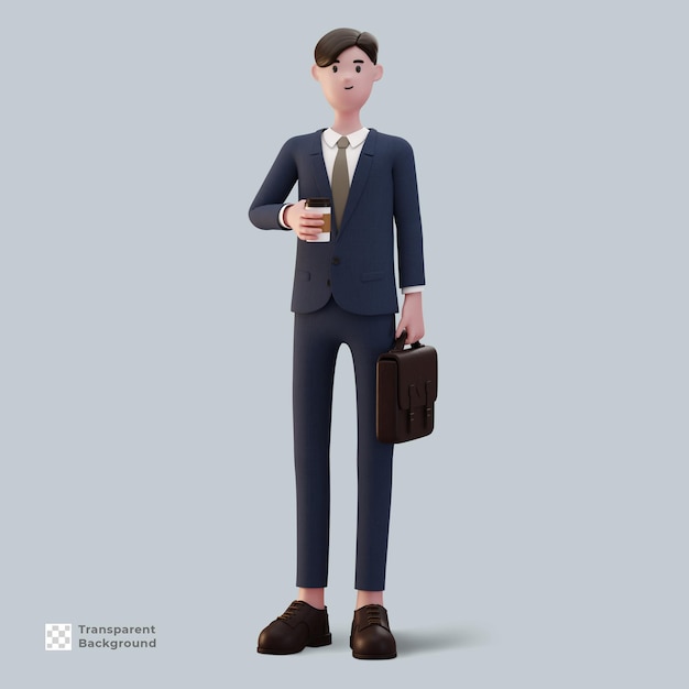 3d homem cartoon personagem empresário em terno render isolado