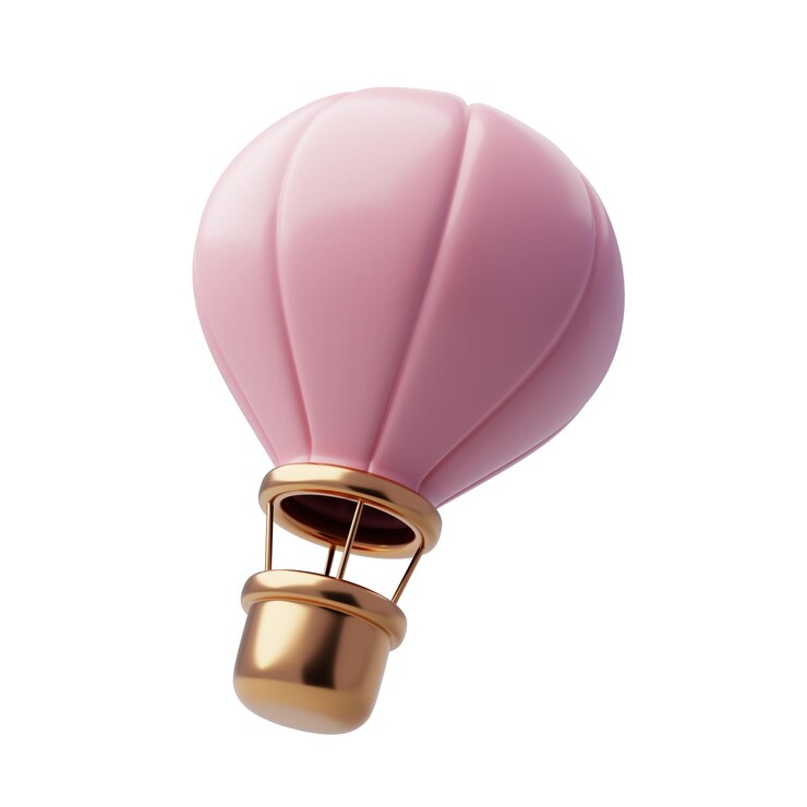 PSD 3d hot air balloon anniversary valentine's day concept