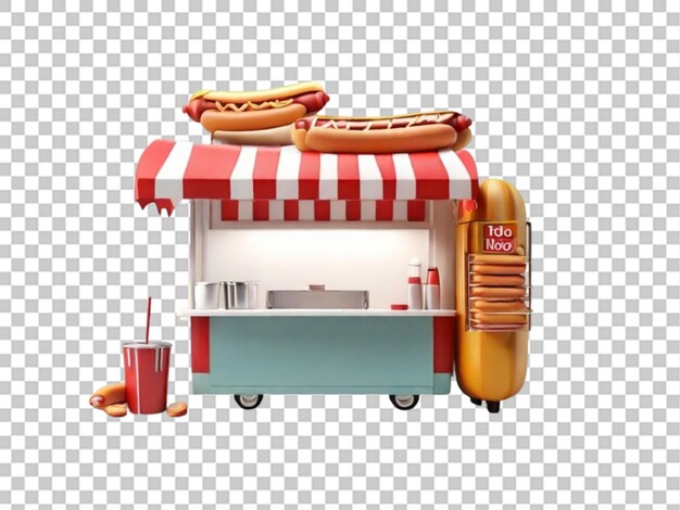 PSD 3d de hotdog stand en fondo blanco