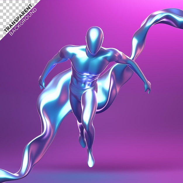 PSD 3d human running holographic ilustration