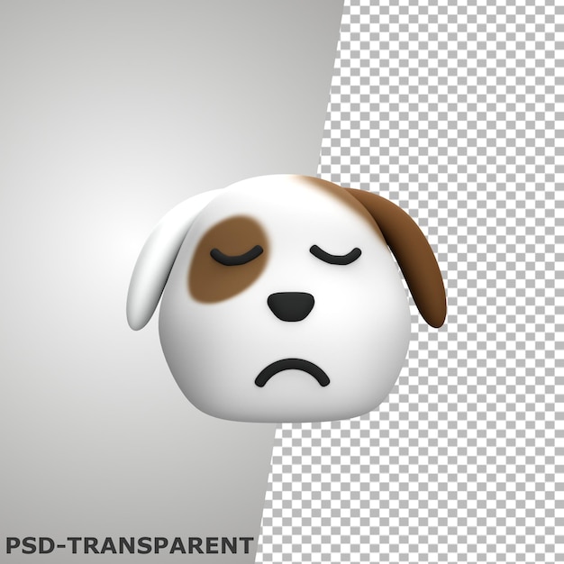 3D-Hund Emoji Augen schließen