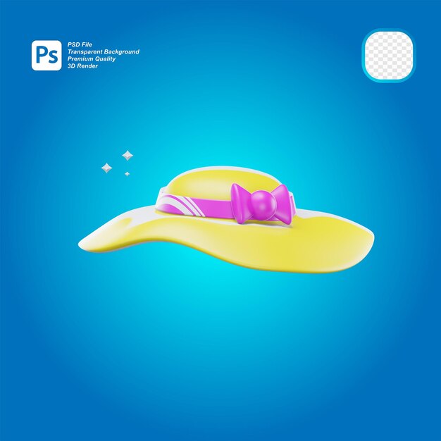 PSD 3d-hut-reise-symbol isoliert auf durchsichtigem hintergrund3d-illustration