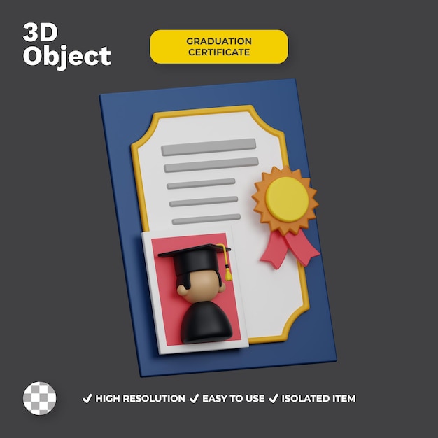 3d icon abschlusszertifikat