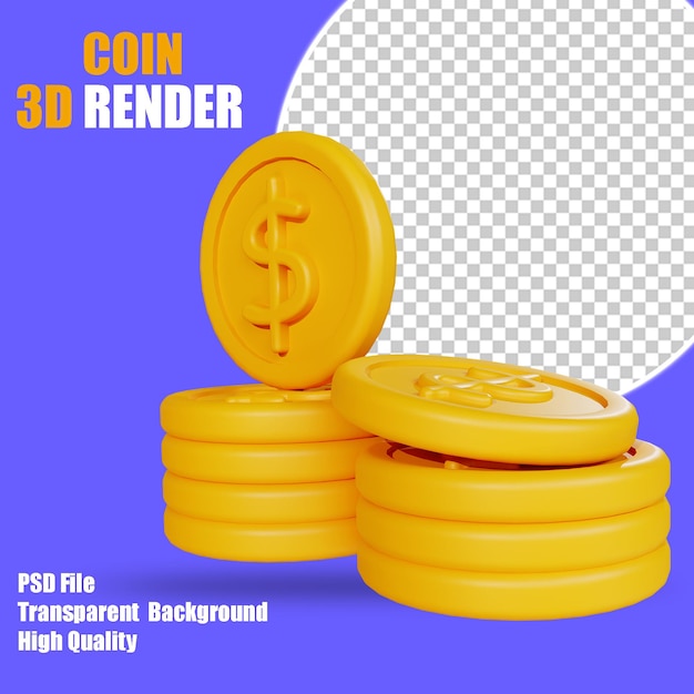 3d icon amarelo moeda bussines 3