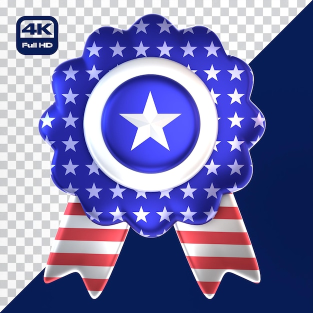 3D Icon Award Ribbon 4 de julio Día de la Independencia