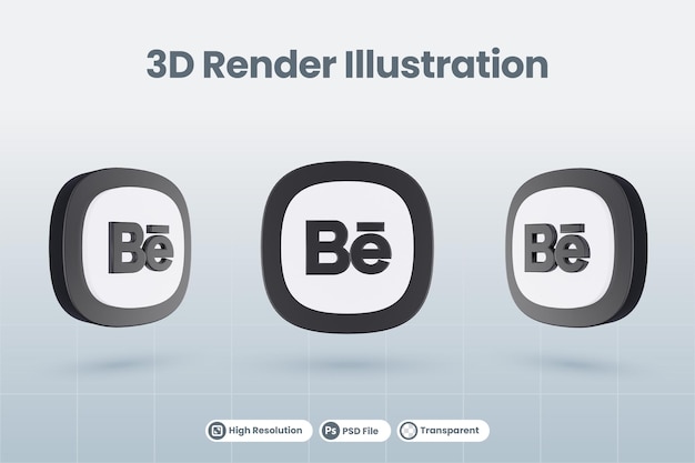 3d icon behance social media logo render aislado