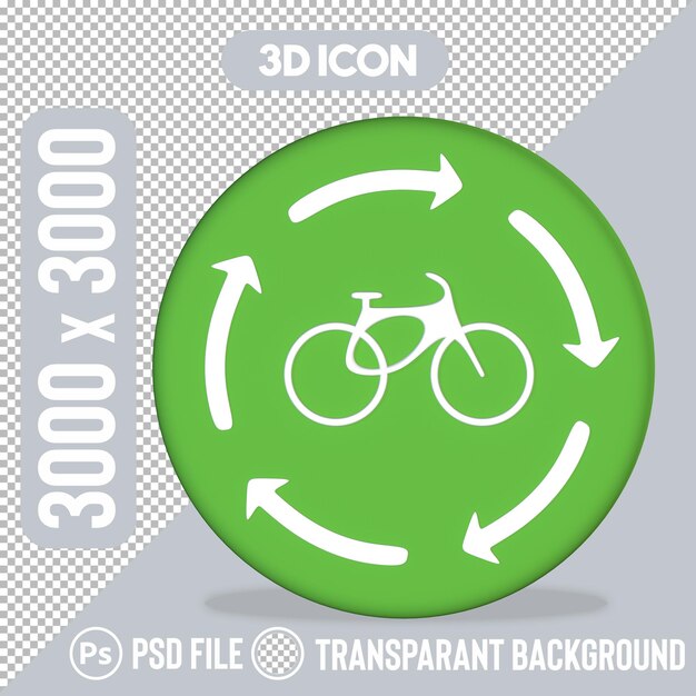 3D Icon Bicycle in Recycling Cycle for EcoFriendly Transportation