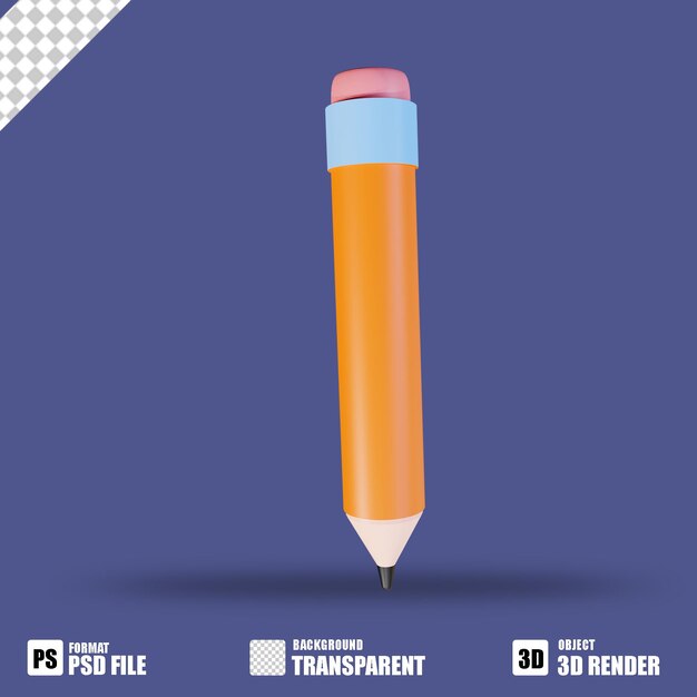3D-Icon-Bleistift für die Schule