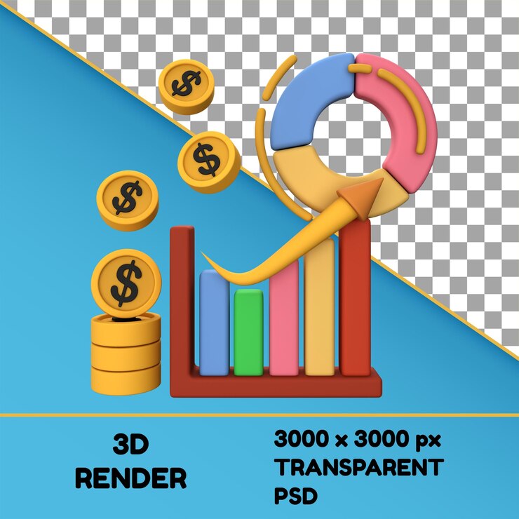 PSD 3d icon business chart object