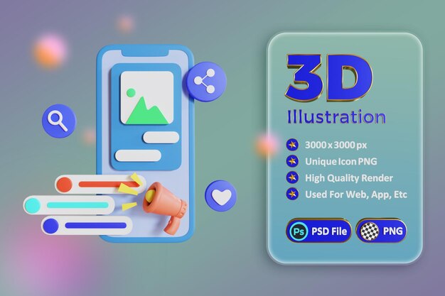 PSD 3d icon business whiteboard mit statistiken