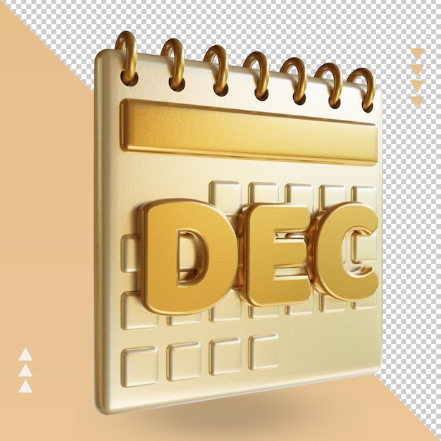 3d icon calendar dezembro renderizando a vista esquerda