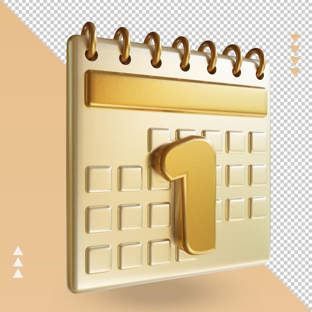 3d icon calendar one renderizado vista izquierda