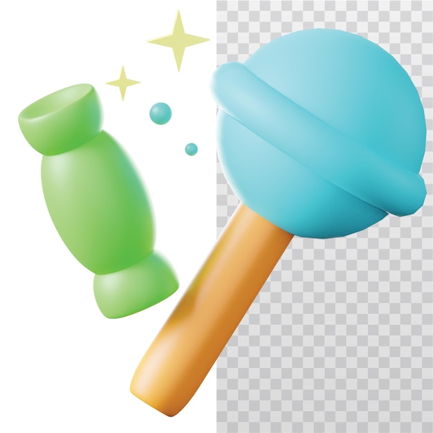 PSD 3d icon candy and lollipop illustration