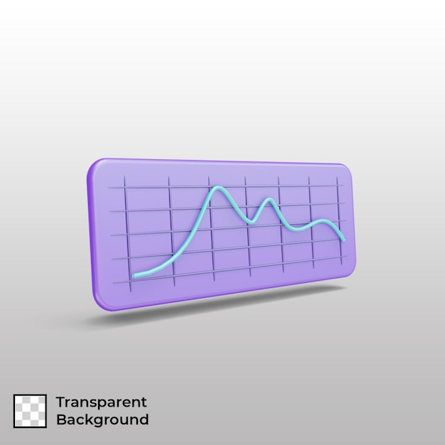 3D Icon chart bar with transparent background