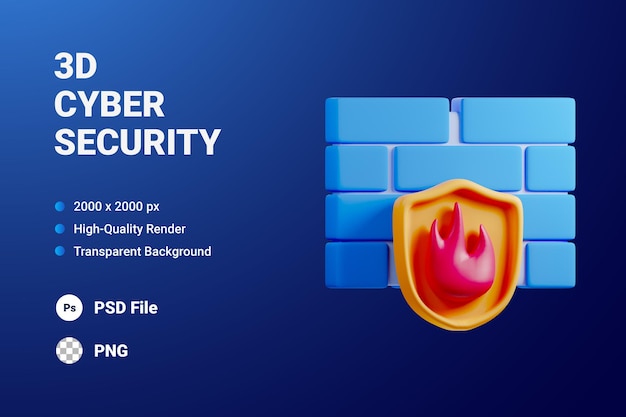 3D-Icon-Darstellung Firewall