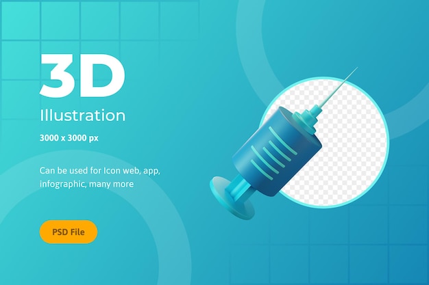 3d-icon-darstellung, gesundheitswesen, spritze, für web, app, infografik