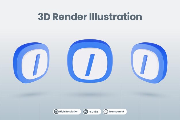 3D-Icon-Darstellung her Division Schrägstrich isoliert