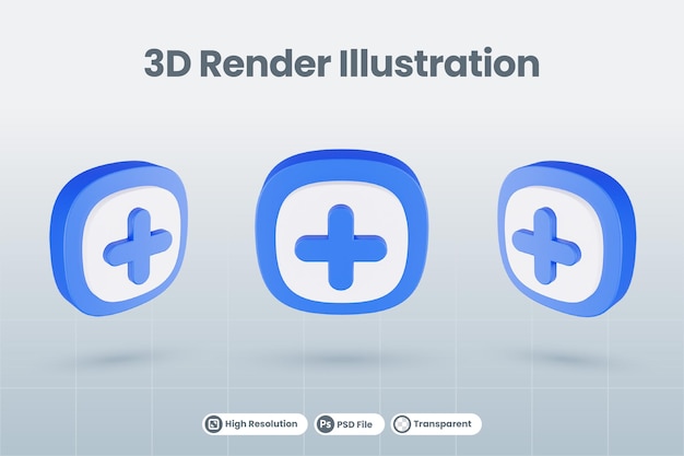 PSD 3d-icon-darstellung plus positiv hinzufügen isoliert