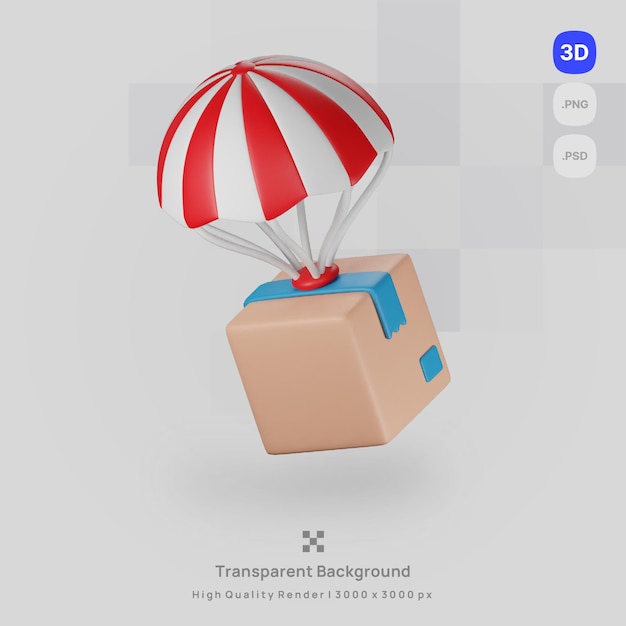 3D-Icon-Darstellung Renderbox-Paket mit transparentem Hintergrund