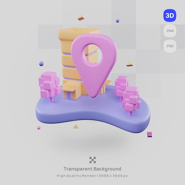 3D-Icon-Darstellung rendert virtuelle Welt mit transparentem Hintergrund