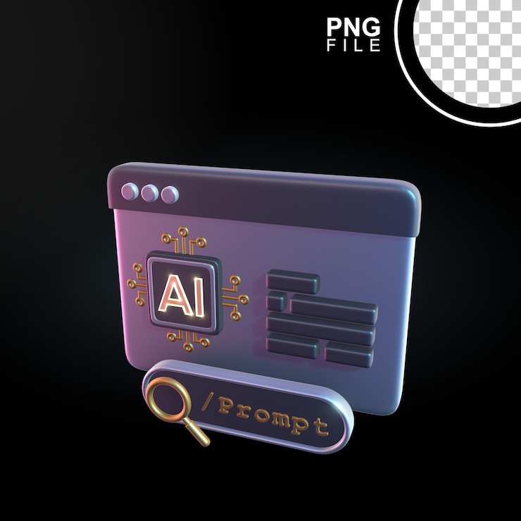 PSD 3d-icon-design der ki-betriebenen befehlsaufforderung