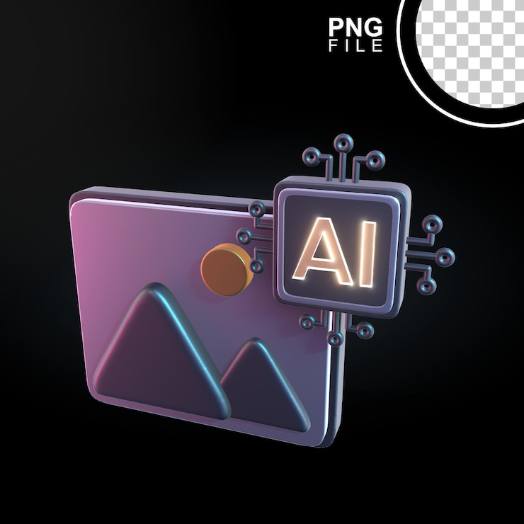 PSD 3d icon design of ai enhanced photo recognition