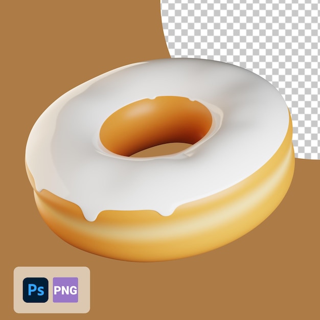 3D Icon Donut mit Vanillecreme Topping