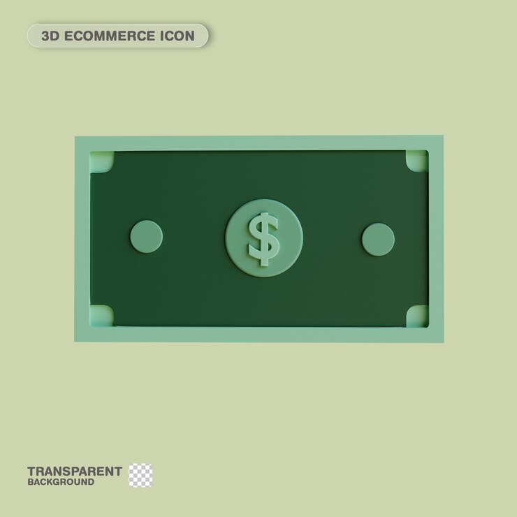 PSD 3d icon ecommerce money dollar para el sitio web landing page banner marketing fuente presentación