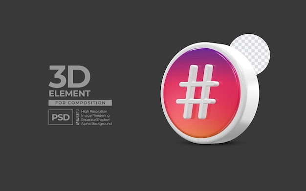 3d icon element social media für komposition premium psd