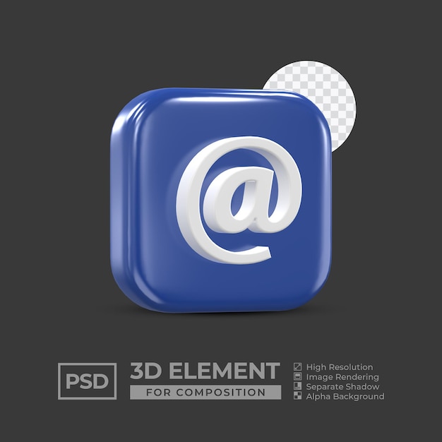 PSD 3d-icon-element social media für kompositions-premium-psd