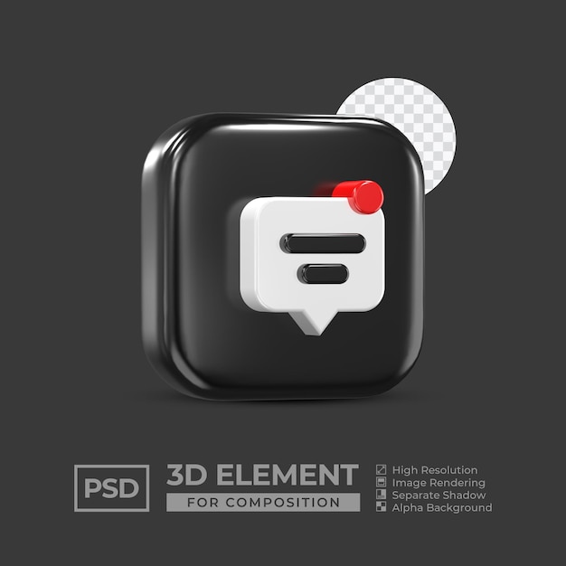 PSD 3d-icon-element social media für kompositions-premium-psd